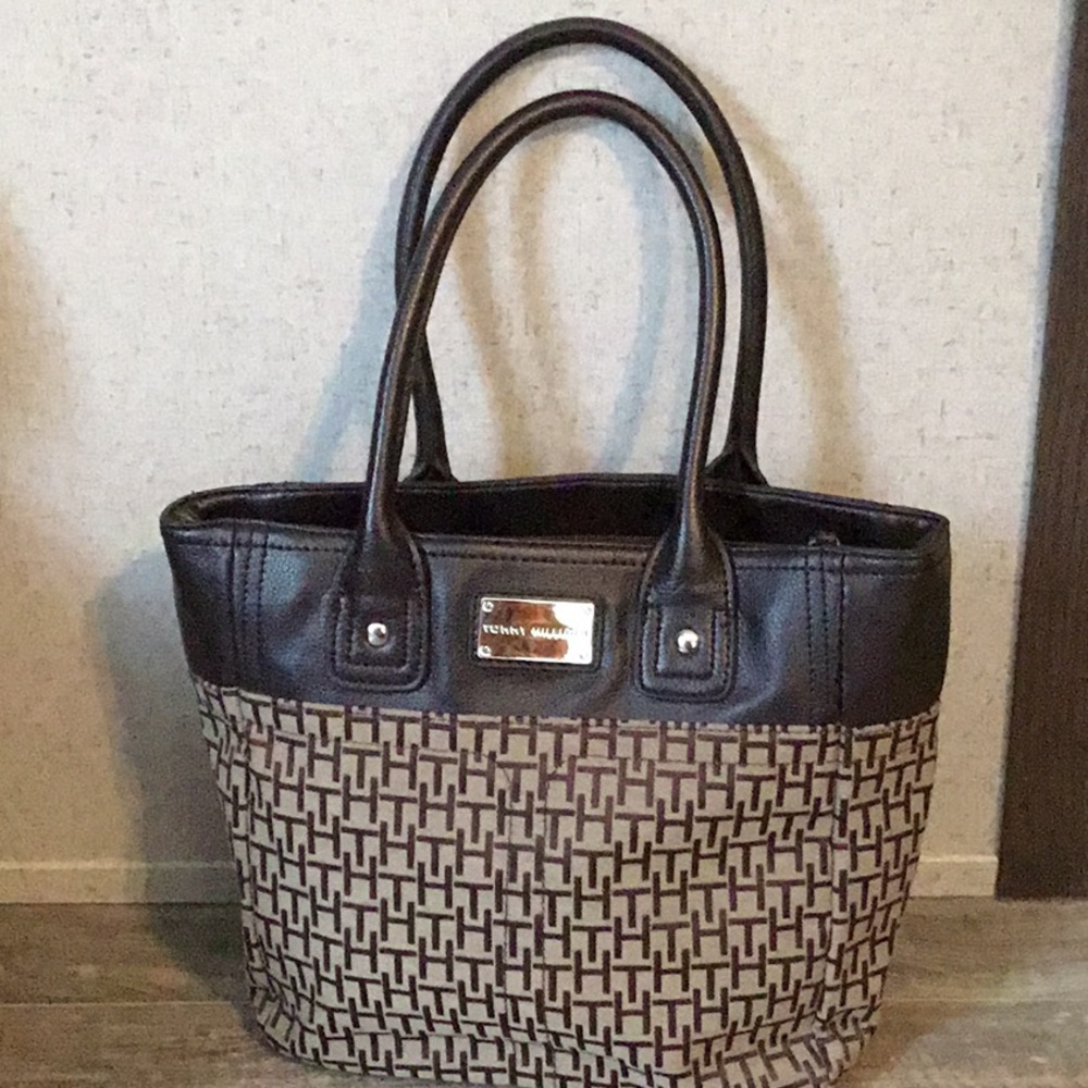 Tommy Hilfiger Small Brown and Black Tote Bag